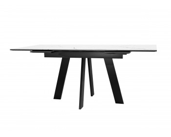 Обеденный стол DikLine SKM140 Керамика Белый мрамор/подье черное/опоры