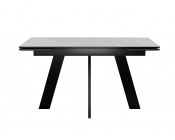Кухонный стол DikLine SKM140 Керамика серый мрамор/подье черное/опоры