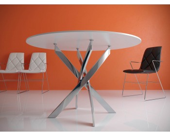 Обеденный стол KENNER R1000 хром/стекло белое глянец