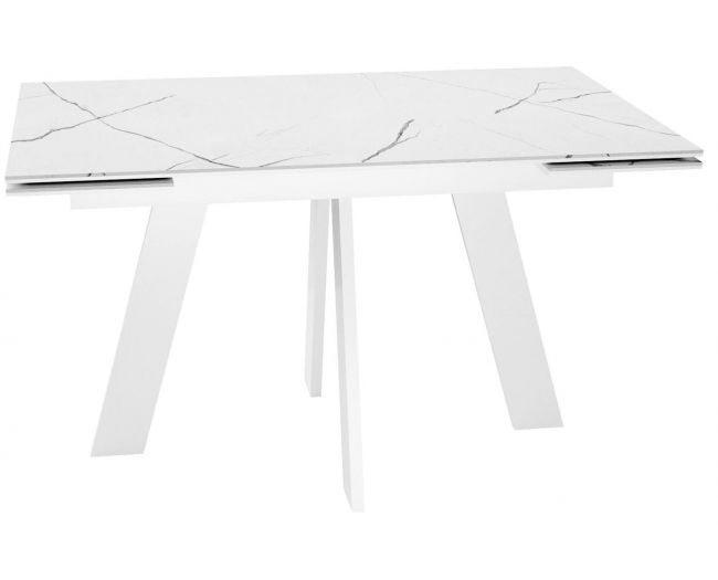 Стол DikLine SKM140 Керамика Белый мрамор/подье белое/опоры  фото