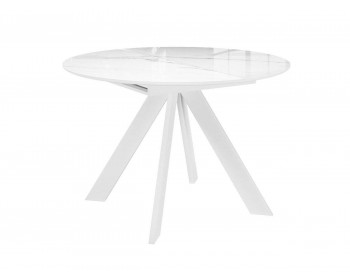 Кухонный стол DikLine SFC100 d1000 стекло Оптивайт Белый мрамор/подье