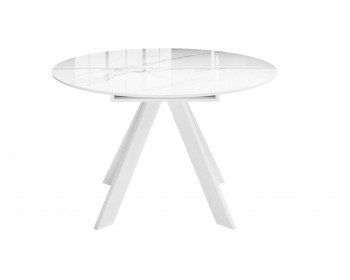 Кухонный стол DikLine SFC100 d1000 стекло Оптивайт Белый мрамор/подье
