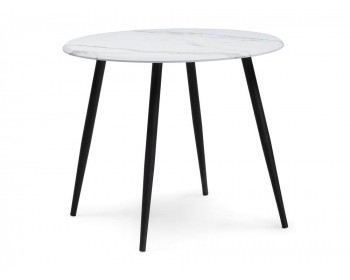 Обеденный стол Абилин 90 мрамор белый / черный матовый деревянный