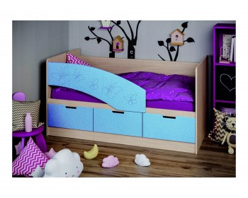 Кровать Детская Бемби-8 МДФ, 80х180 (Ясень шимо светлый, Голубой