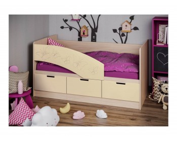 Кровать Детская Бемби-8 МДФ, 80х160 (Ясень шимо светлый, Лиловый