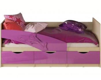 Кровать Детская Дельфин 80х200 (Фиолетовый металлик, Крафт белый
