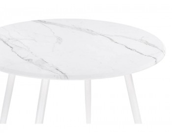 Обеденный стол Абилин 100 мрамор белый / белый матовый деревянный