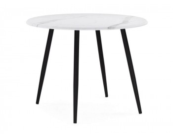 Обеденный стол Абилин 100 мрамор белый / черный матовый деревянный