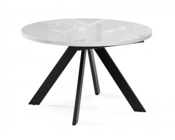 Обеденный стол Веллор 120(160)х120х75 белый / черный стеклянный