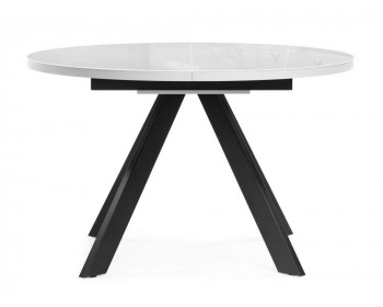 Обеденный стол Веллор 120(160)х120х75 белый / черный стеклянный