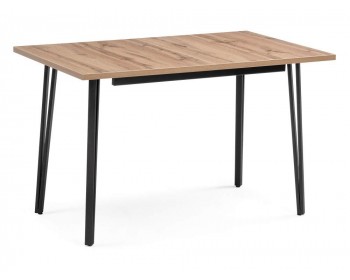 Обеденный стол Денвер Лофт 120 25 мм дуб вотан / матовый черный деревянный