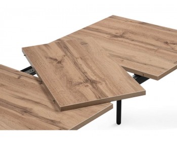Обеденный стол Денвер Лофт 120 25 мм дуб вотан / матовый черный деревянный