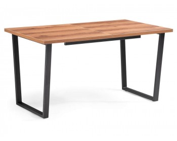 Обеденный стол Лота Лофт 140 25 мм дуб делано темный / матовый черный дере