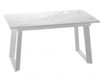 Кухонный стол DikLine ZLS140 мрамор белый глянец/ белый