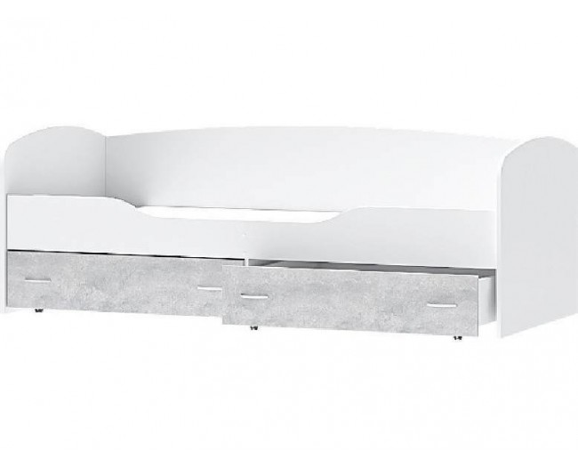 Кровать Бриз-2 80х190 (Белый / Цемент светлый) фото