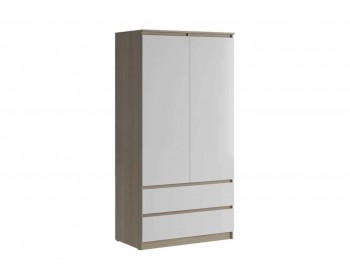 Распашной шкаф Челси 2-х створчатый комбинированный (Белый глянец, Дуб Сон