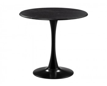 Обеденный стол Тулип 80х73 мрамор черный / черный деревянный
