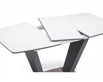 Обеденный стол Петир 120(160)х80 ультра белый / гриджио / камень серый сте