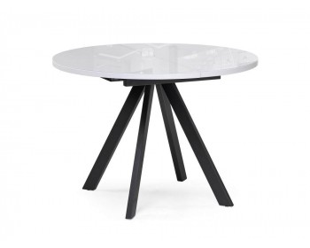 Обеденный стол Трейси 110(150)х100х77 белый / черный стеклянный
