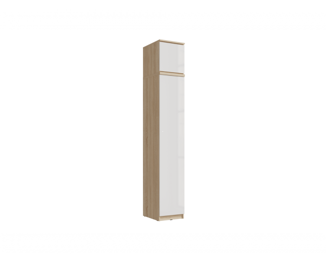 Челси Пенал 1 створка + антресоль 400 (Белый глянец, Дуб Сонома) фото