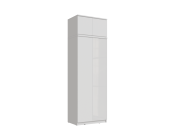 Челси Шкаф 2-х створчатый платяной + антресоль к шкафу 800 (Белый глянец, Белый)