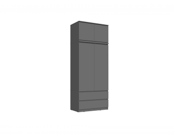 Челси Шкаф 2-х створчатый комбинированный + антресоль к шкафу 900 (Графит, Графит)