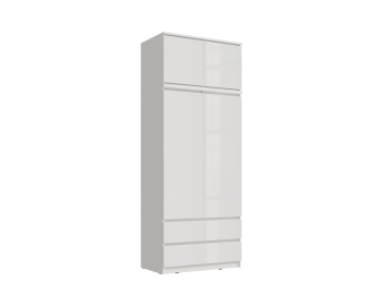Челси Шкаф 2-х створчатый комбинированный + антресоль к шкафу 900 (Белый глянец, Белый)