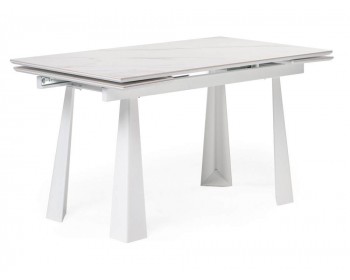 Кухонный стол Бэйнбрук 140х80х76 белый мрамор / белый деревянный