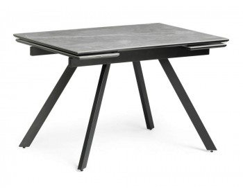 Обеденный стол Габбро 120х80х76 серый мрамор / черный деревянный