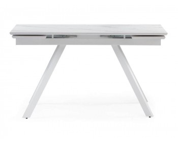Кухонный стол Габбро 140х80х76 белый мрамор / белый деревянный