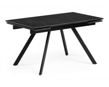 Обеденный стол Габбро 140х80х76 черный мрамор / черный деревянный