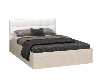 Кровать с подъемным механизмом Селена 160х200, дуб/экокожа белая