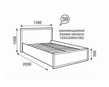 Кровать с ортопедическим основанием Венеция 39 120х200