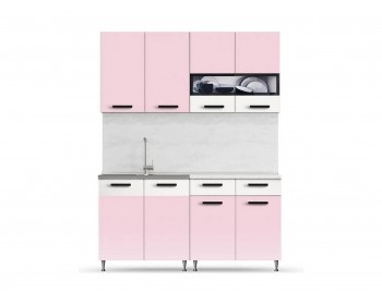 Кухонный гарнитур ЛДСП Рио 1600 (Розовый, Белый)
