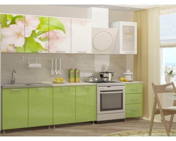 Кухонный гарнитур МДФ 2000 с фотопечатью Яблоневый цвет