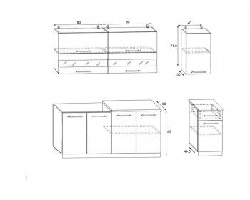 Кухонный гарнитур МДФ Техно 2000 Компоновка №2 (Бетон темный, Белый)
