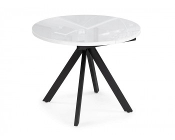 Обеденный стол Ален 90(120)х90х77 белый / черный стеклянный