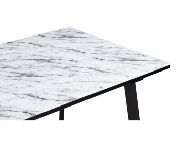 Кухонный стол Агни 110(140)х68х76 мрамор белый / черный матовый стеклянны