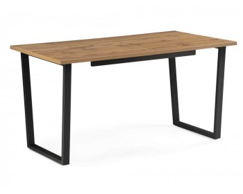 Кухонный стол Лота Лофт 140 25 мм дуб вотан / матовый черный деревянный