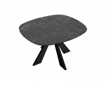 Обеденный стол DikLine SFK110 стекло черное мрамор глянец/подье черное