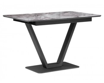 Обеденный стол Бугун мрамор серый / черный стеклянный