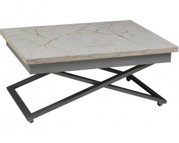 Обеденный стол -трансформер Левмар Accord D95/S59 белый мрамор/серебро
