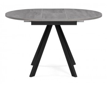 Обеденный стол Трейси 90(120)х90х76 бетон / черный деревянный