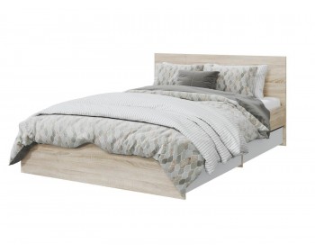 Кровать с латами и ящиками Лори 140х200, дуб сонома