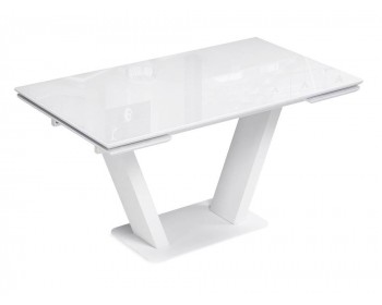 Кухонный стол Конор 140(200)х80х73 ультра белый / белый стеклянный