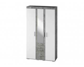 Распашной шкаф для одежды и белья Инстайл ШК-30, бетон/белый