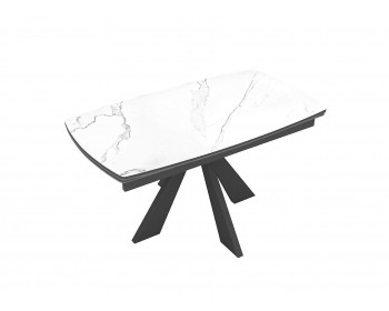 Обеденный стол DikLine SKU120 Керамика Белый мрамор/подье черное/опоры
