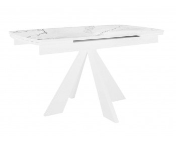 Кухонный стол DikLine SKU120 Керамика Белый мрамор/подье белое/опоры