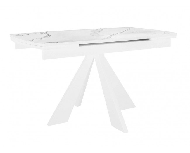 Стол DikLine SKU120 Керамика Белый мрамор/подье белое/опоры  фото