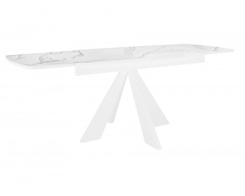 Кухонный стол DikLine SKU120 Керамика Белый мрамор/подье белое/опоры